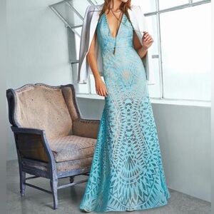 BCBG Aqua Chakra V Neck Line Long Dress Gown